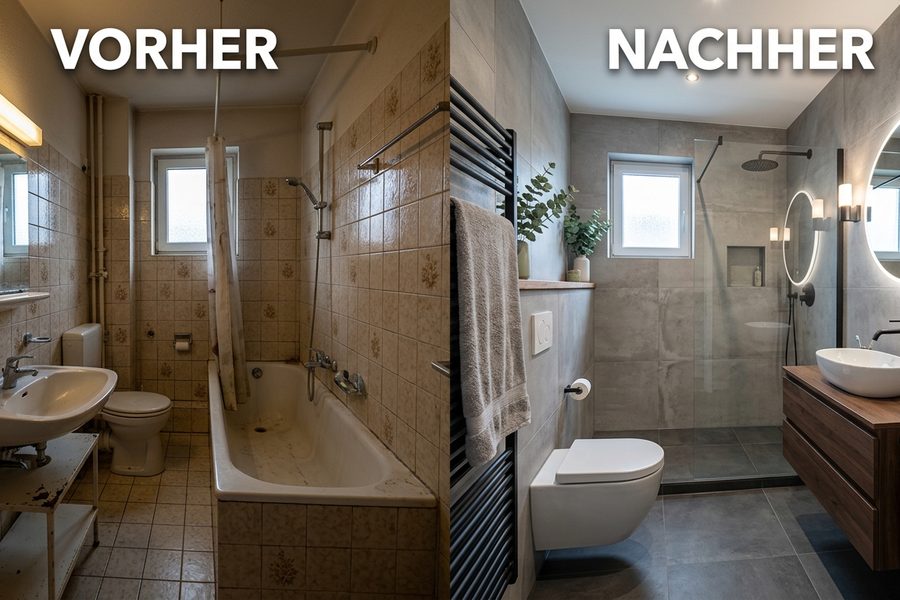 Badezimmer-Renovation, schlüsselfertiger Umbau